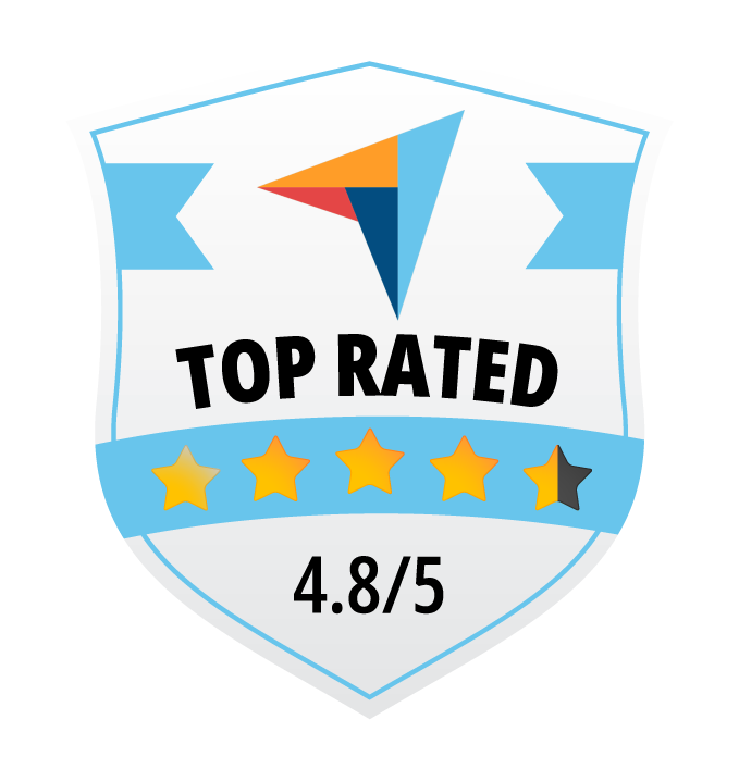 Capterra badge showing a 4.8/5 rating for Miva.
