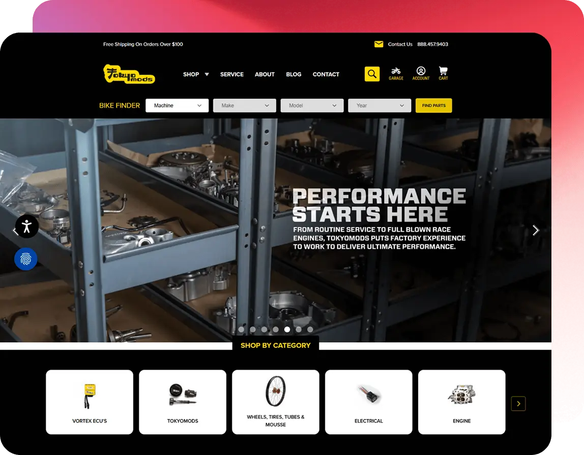 Screenshot of Tokyo Mods home page.