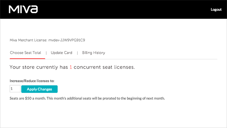 Screenshot of screen to buy an additional seat license.