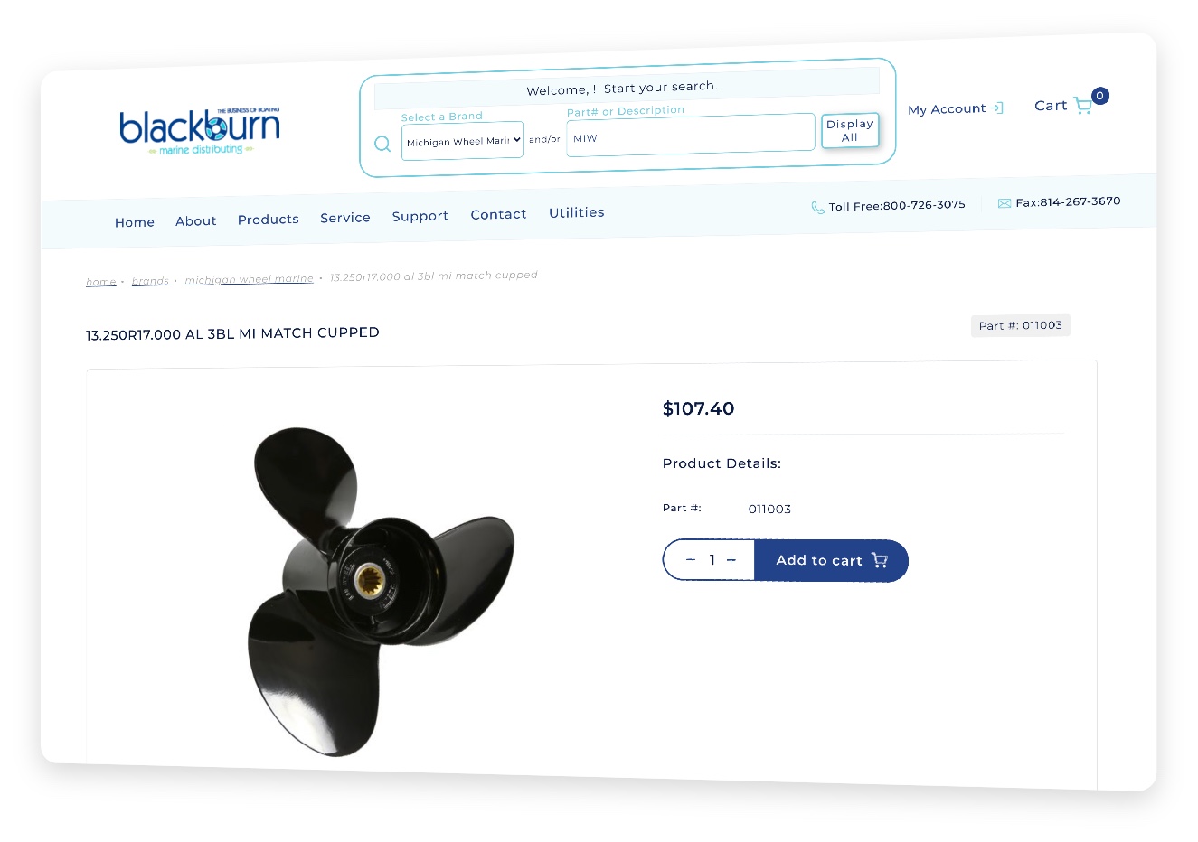 Screenshot of Blackburn product page.