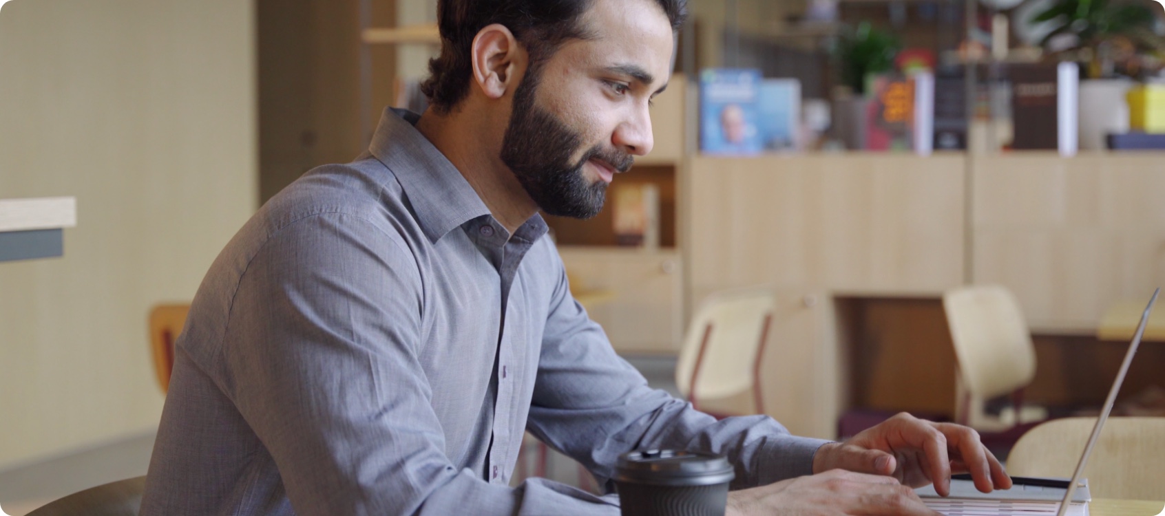 Man working at computer.