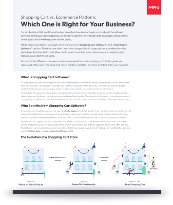 Guide: Shopping Cart vs. Ecommerce Platform Guide: Shopping Cart vs. Ecommerce Platform