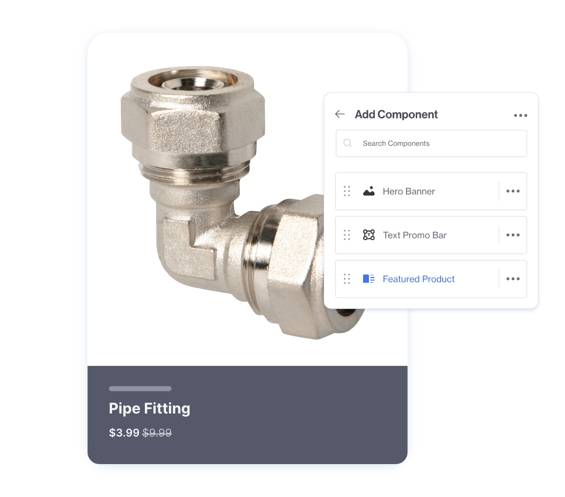 Pipe product with PageBuilder options pop out.