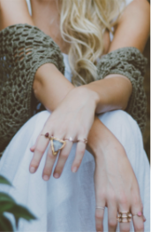 Woman with rings on.