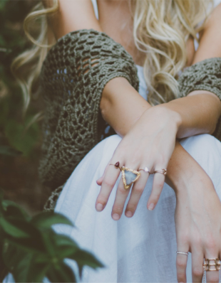 Woman with rings on.