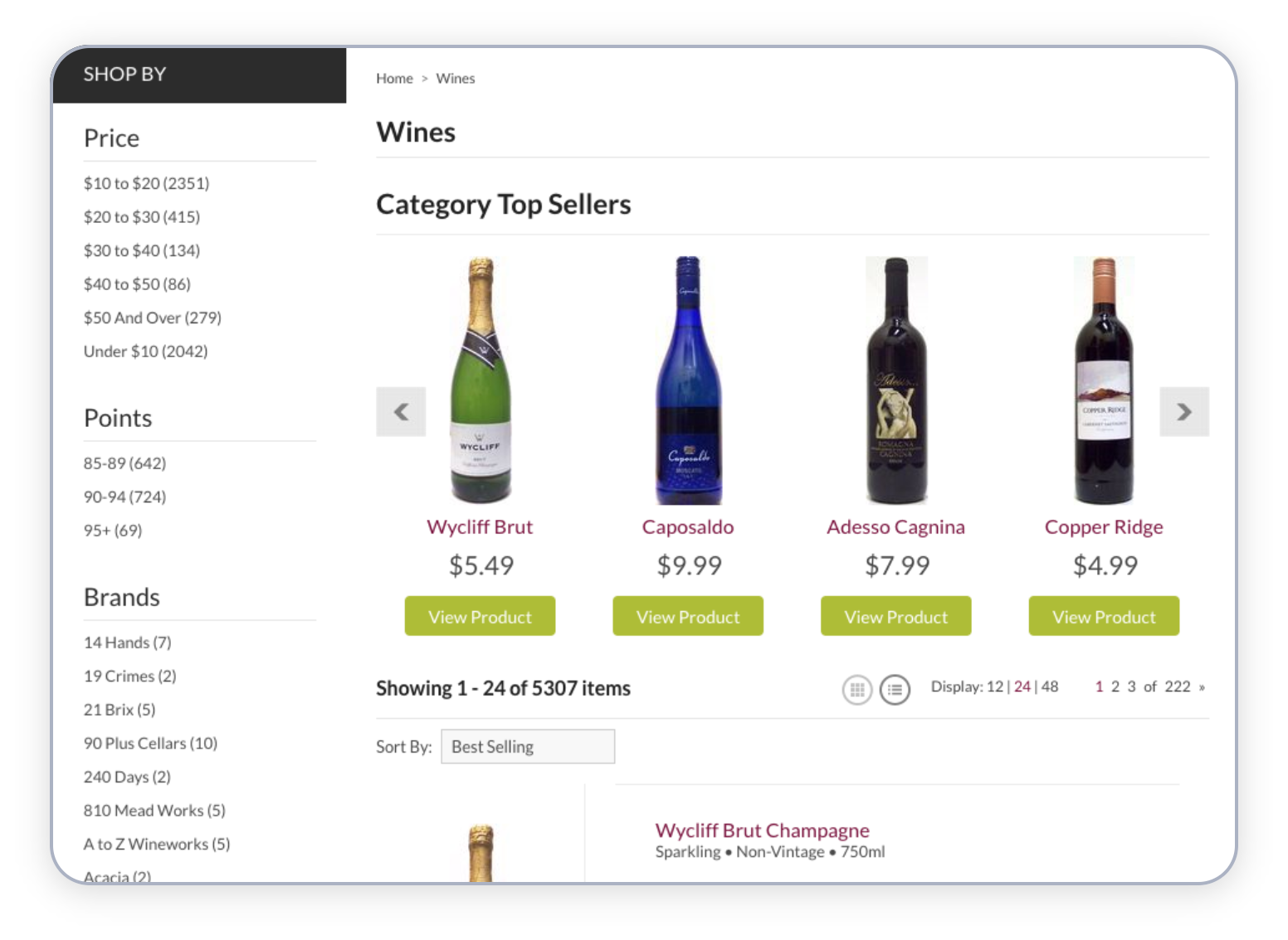 iPad with wine store product page displayed.
