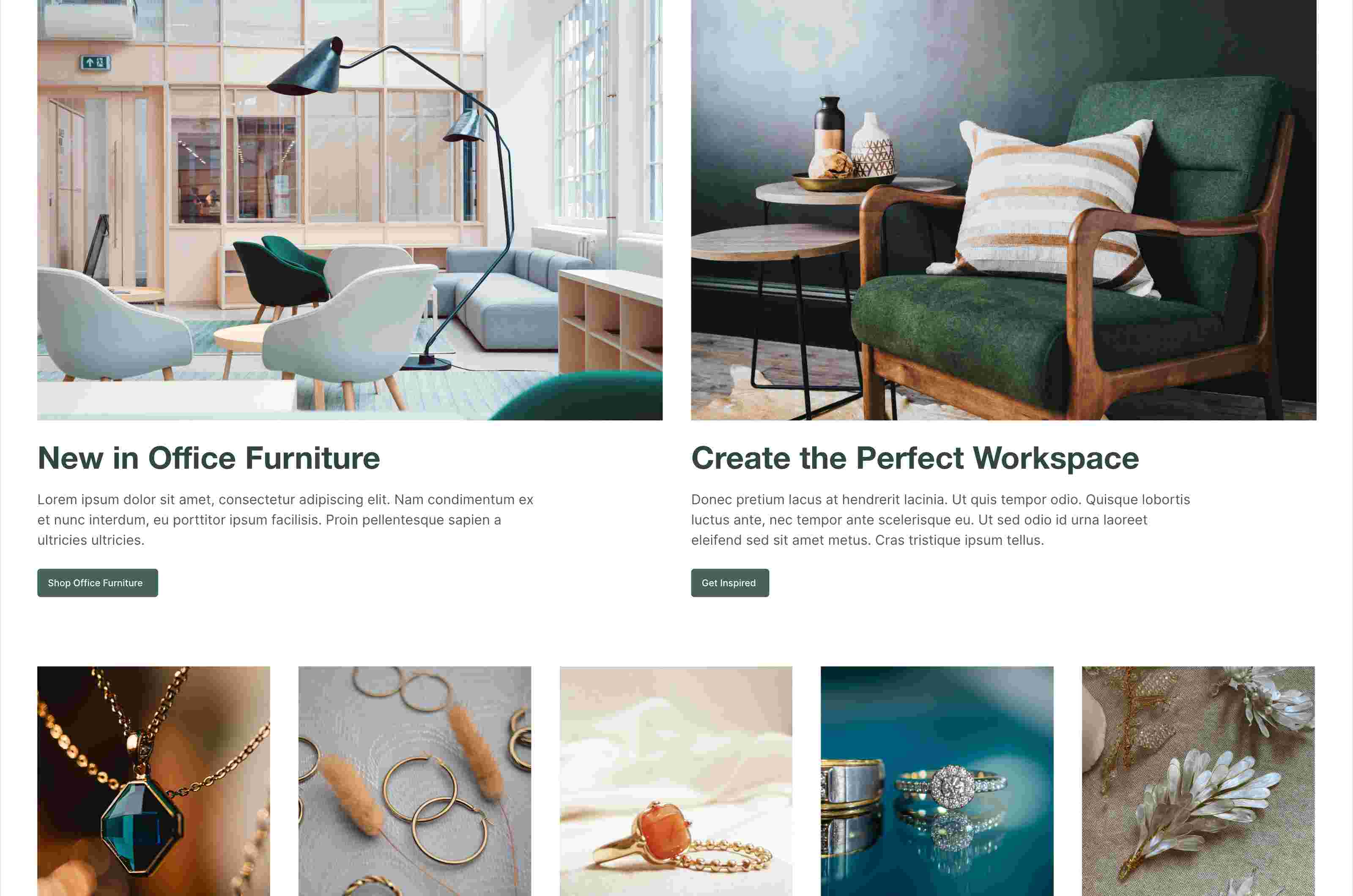 Screenshot of furniture website.