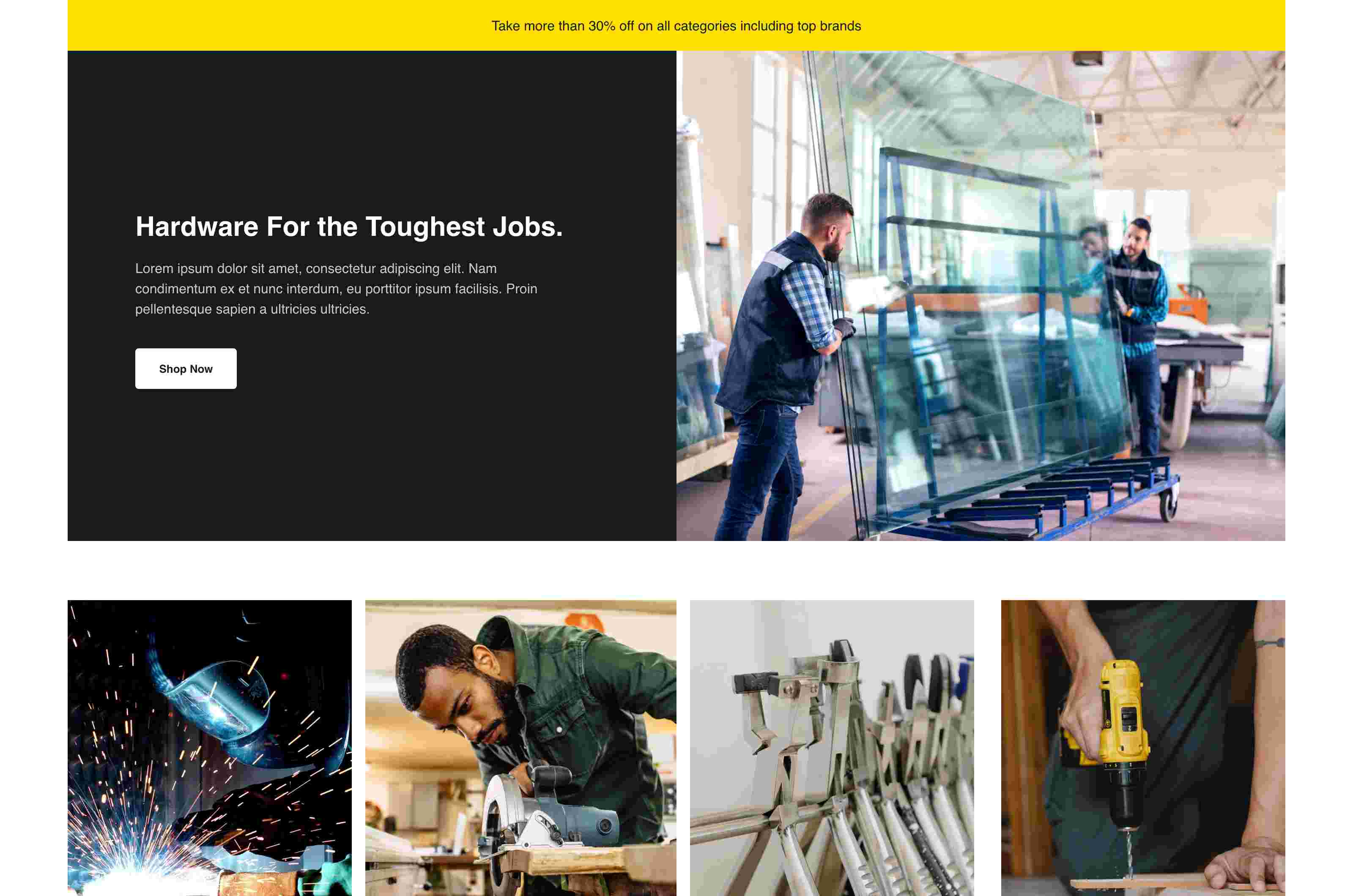 Screenshot of industrial products website.