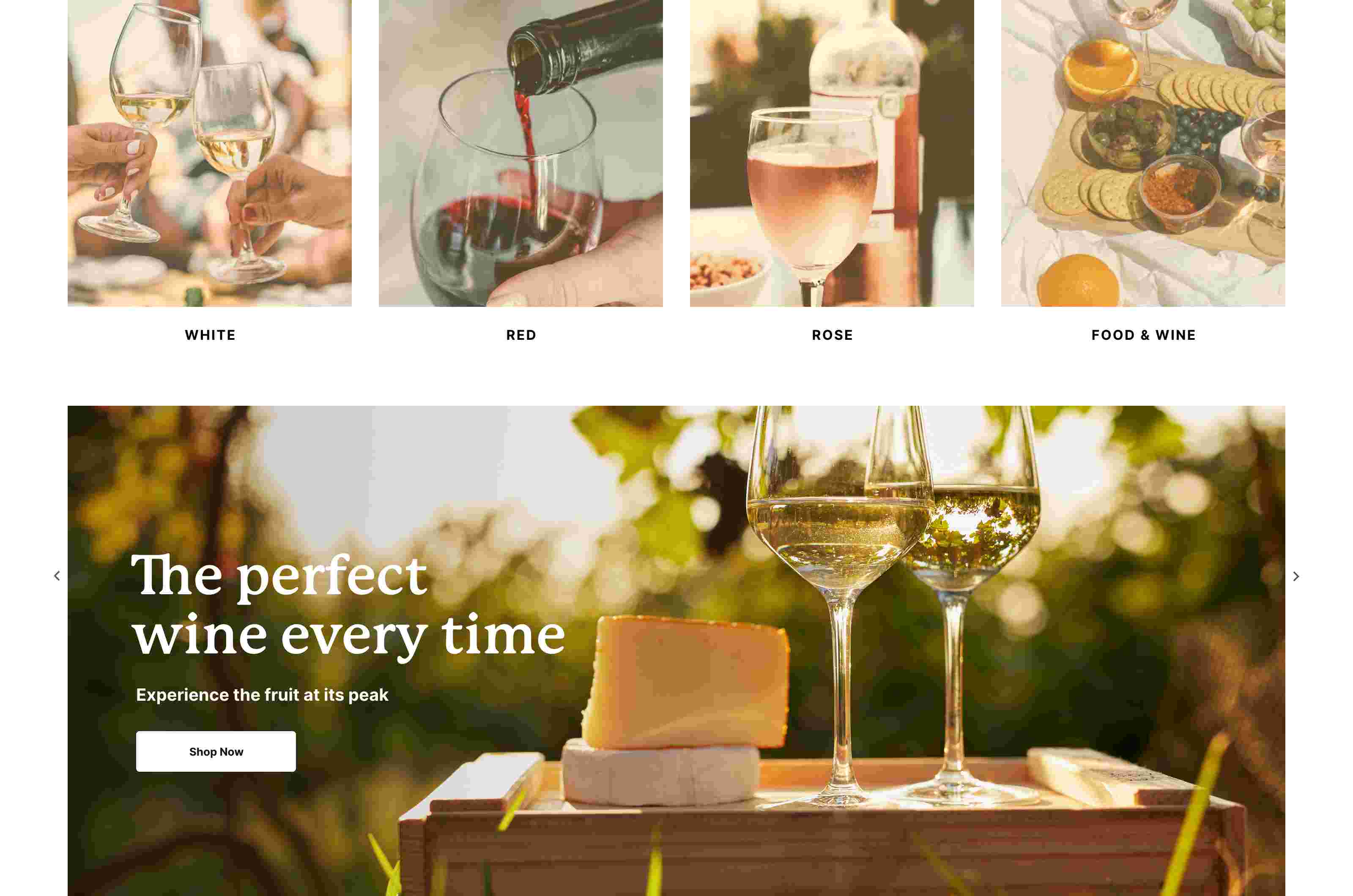 Screenshot of wine website.