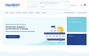 Blackburn Marine website screenshot. Sized for mobile.