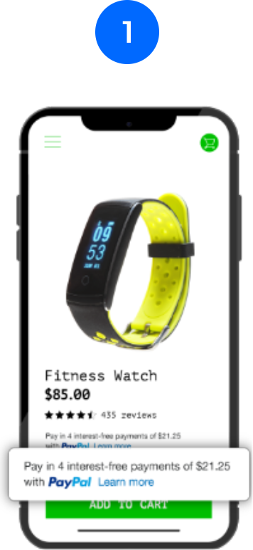 Smartphone showing Pay in 4 option on product page.