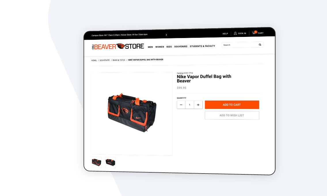iPad with clothing store product page displayed.