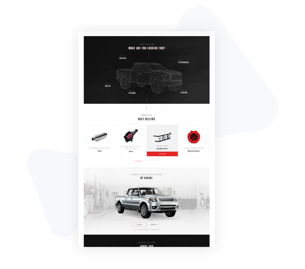 Screenshot of automotive website.