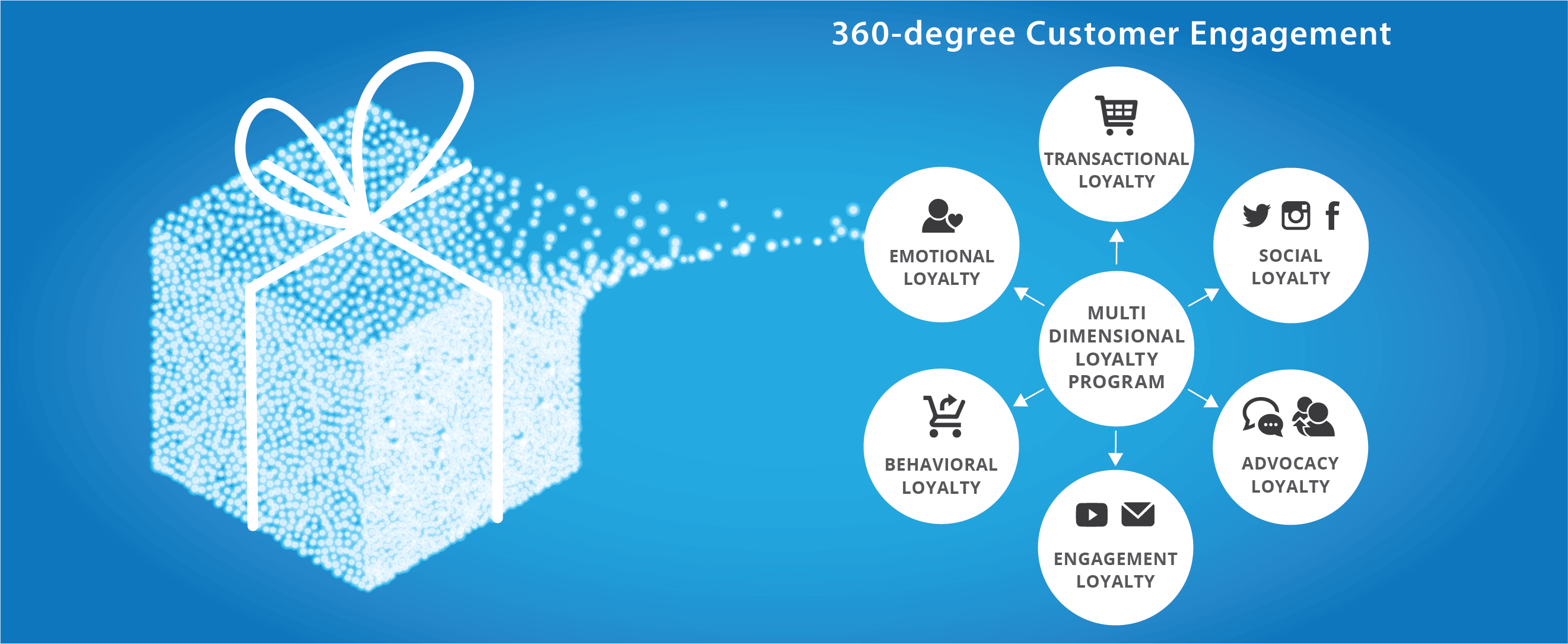 Graphic showing the elements of the Multi Dimensional Lyalty Program.