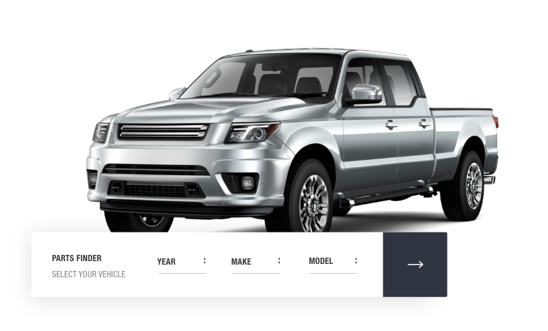 Image of a truck with a Year/Make/Model parts finder popped out in front of it.