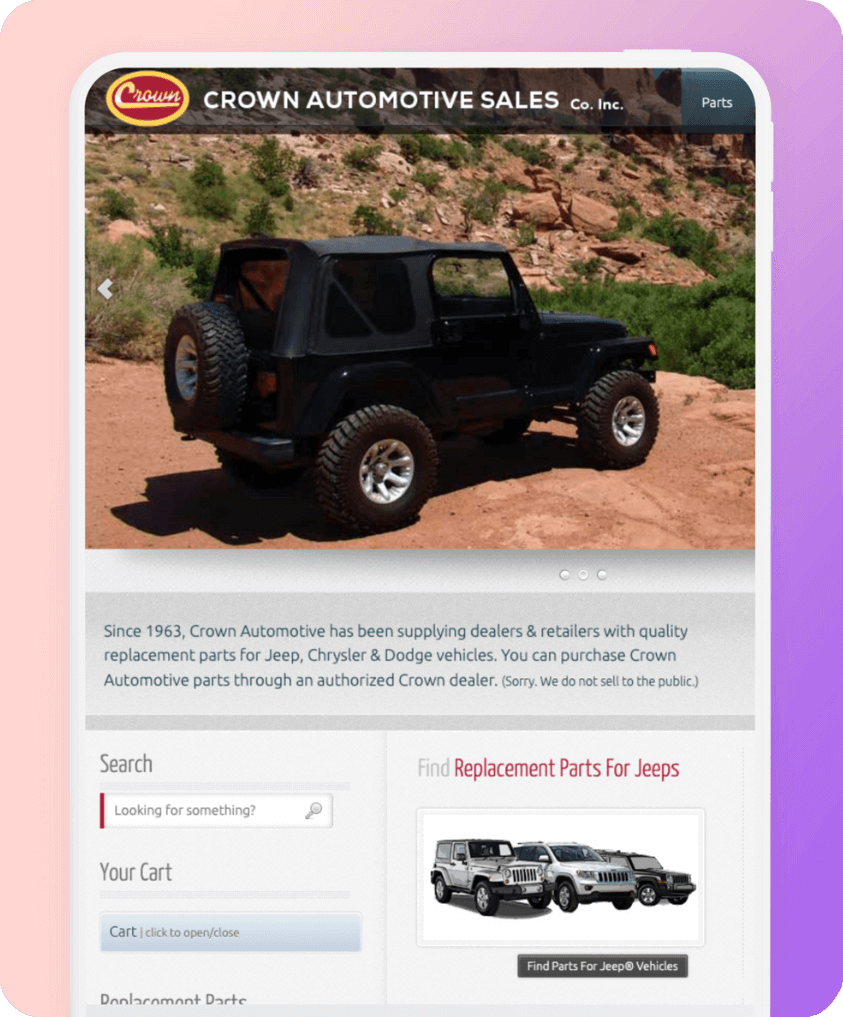 Screenshot of Crown Automotive website.