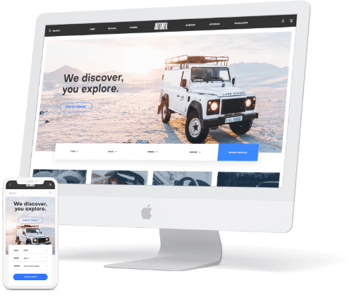Auto website displayed on both an desktop computer and mobile device.
