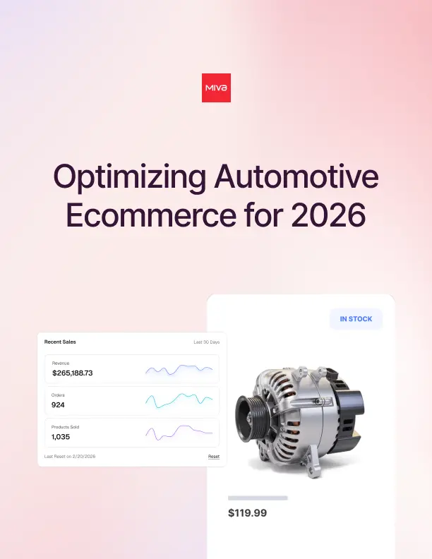 The title Optimizing Automotive Ecommerce For 2026 with two automotive product dialogs.