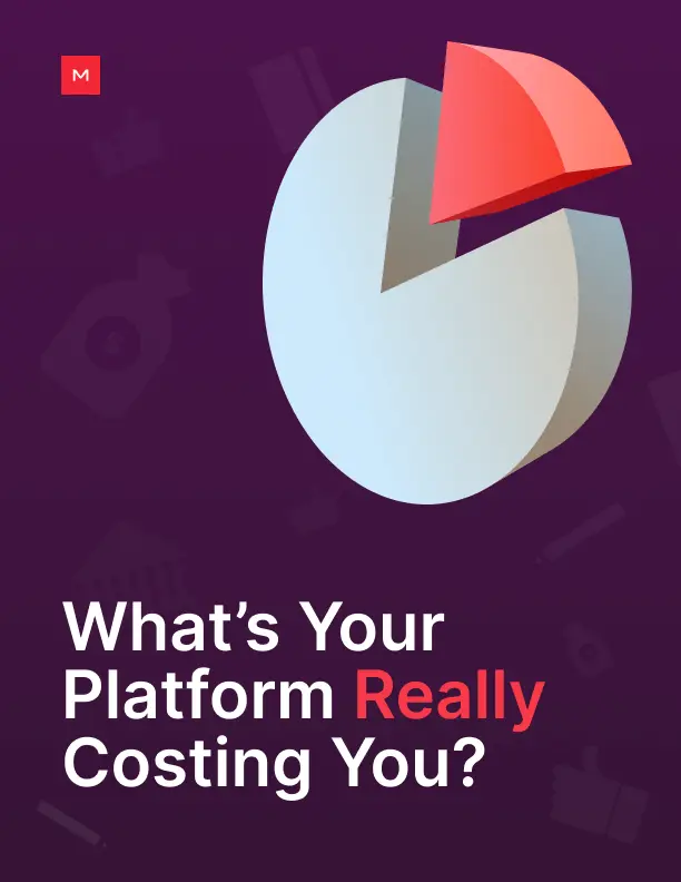 Cover for the TCO comparison sheet. It has a graphic of a pie chart with a slice coming off, and the words What's Your Platform Really Costing You?
