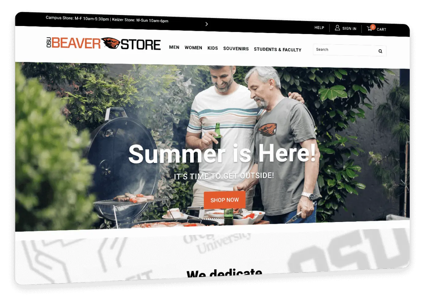 Image of OSU Beaver Store's homepage.