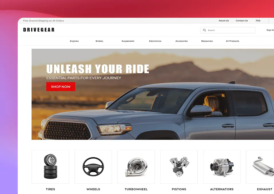 Screenshot of an automotive website homepage.